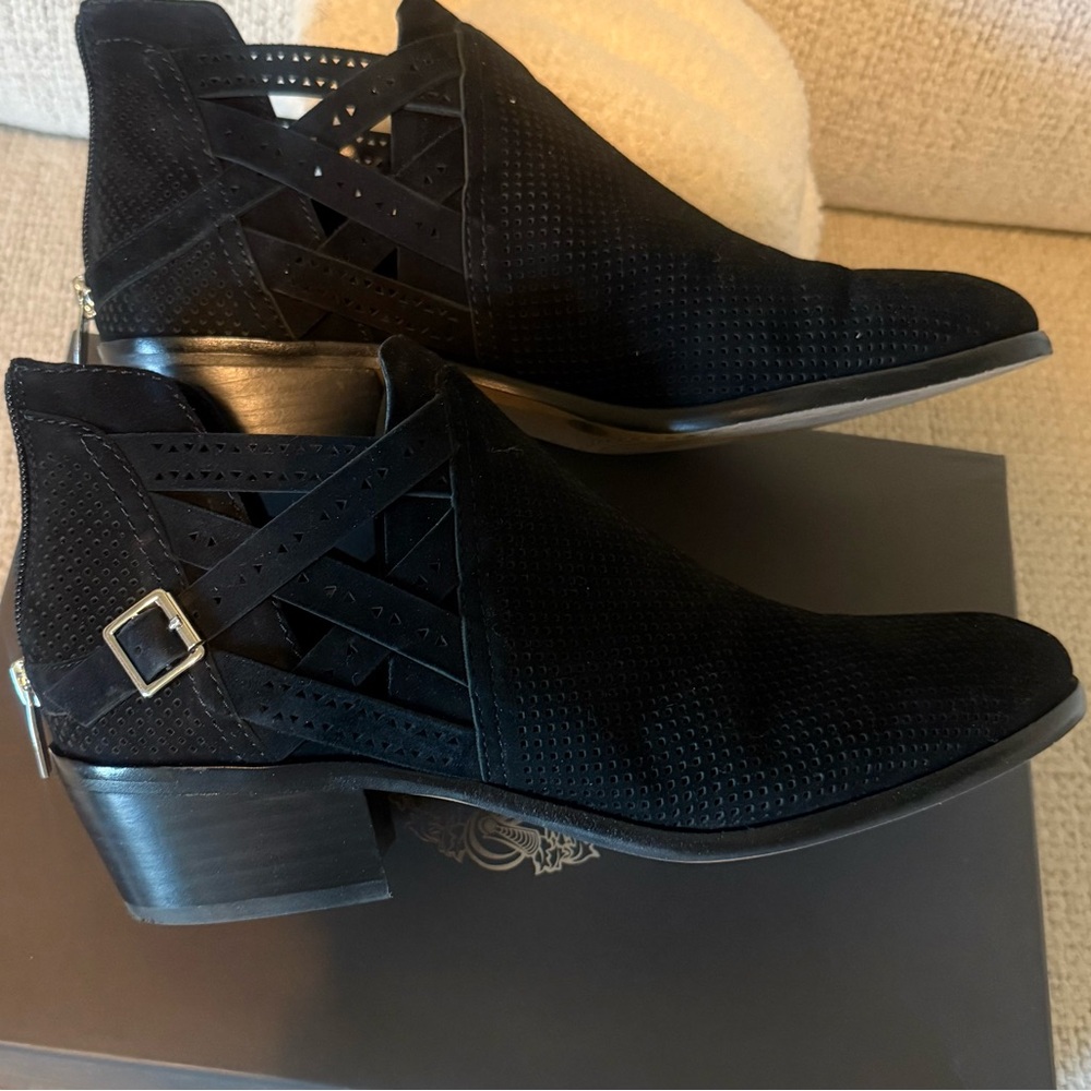 Vince Camuto Women's Black Suede Cutout Ankle Boots